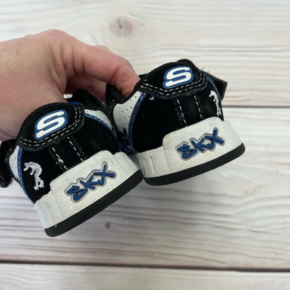 Skechers Baby Boy SKX Blue Black White Sneakers Size 5 - Picture 5 of 8